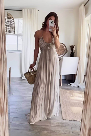 Lanie Chic Pleated Maxi Dress – Women’s fashion piece