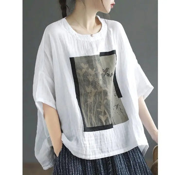 Heart – Oversized Printed Batwing Top – Women’s fashion piece