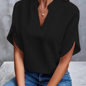 Fenry Notch Neck Flutter Sleeve Blouse – Women’s fashion piece
