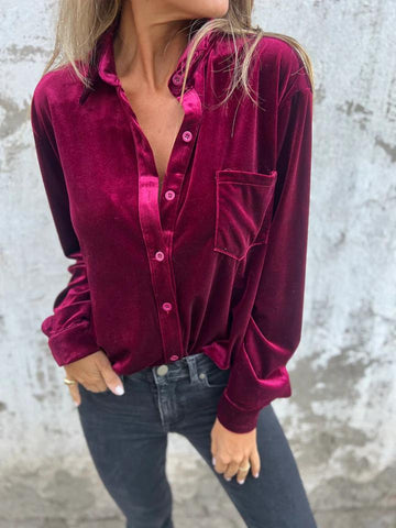 Mira Velvet Button Up Shirt – Women’s fashion piece