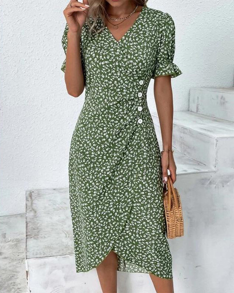 Sierra | Short Sleeve Floral Print Dress – Women’s fashion piece