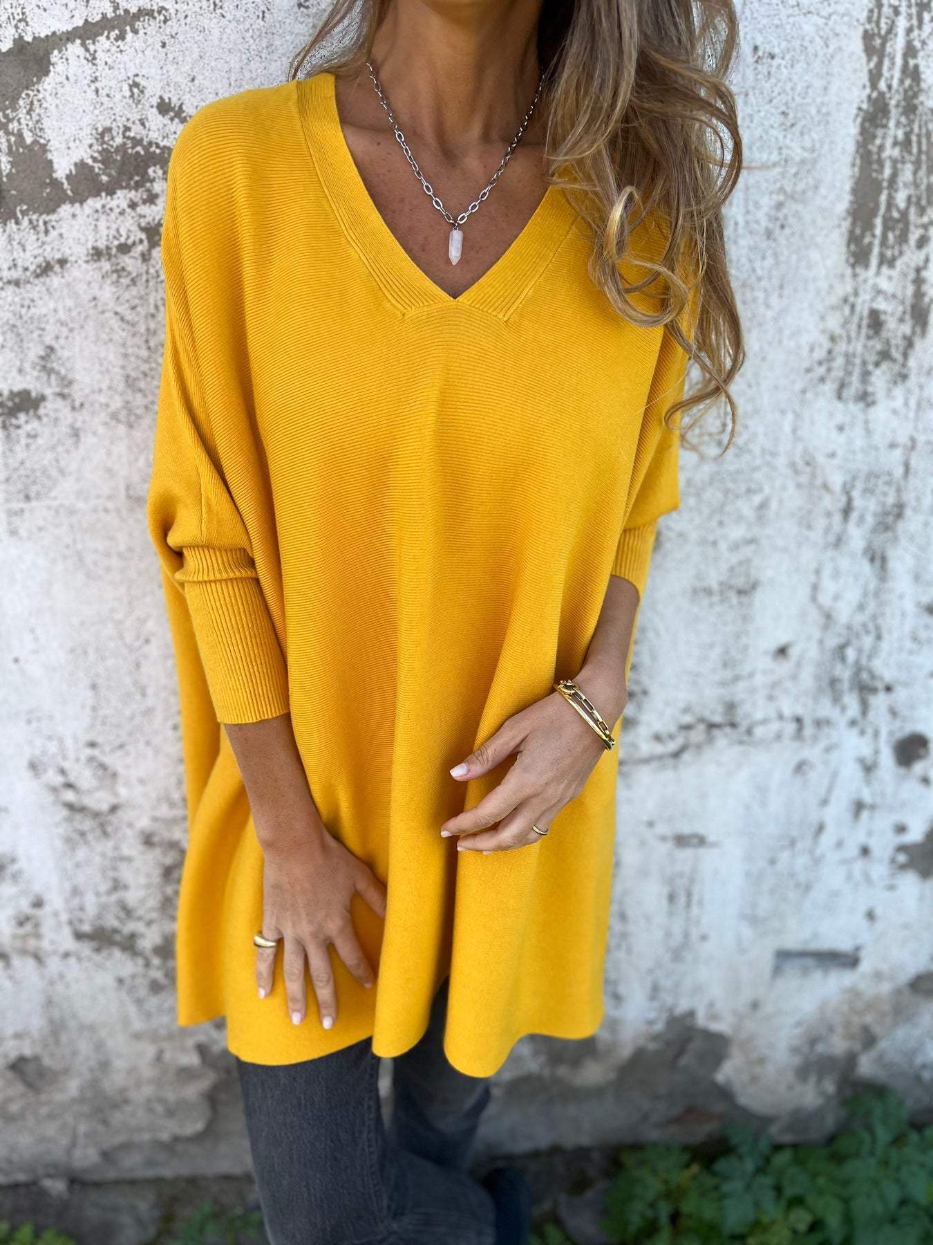 Cherry Oversized V Neck Knit Pullover