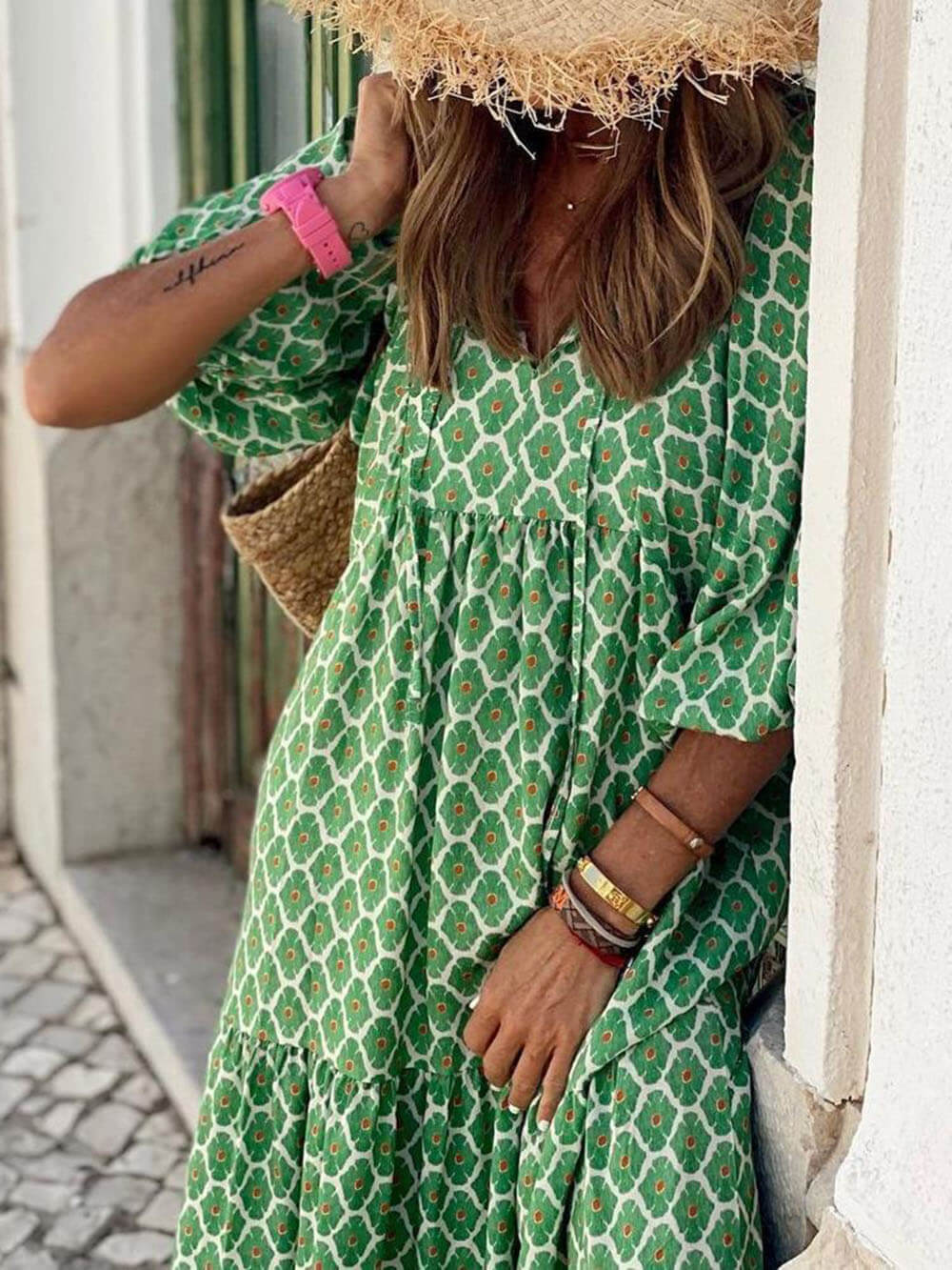 Ingrid Loose Puff Sleeve Maxi Dress – Women’s fashion piece