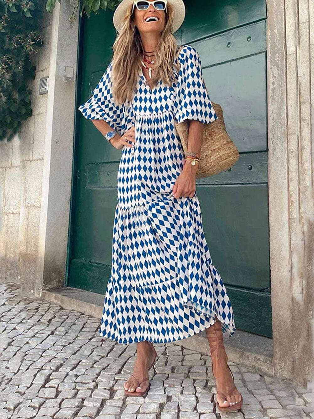 Ingrid Loose Puff Sleeve Maxi Dress