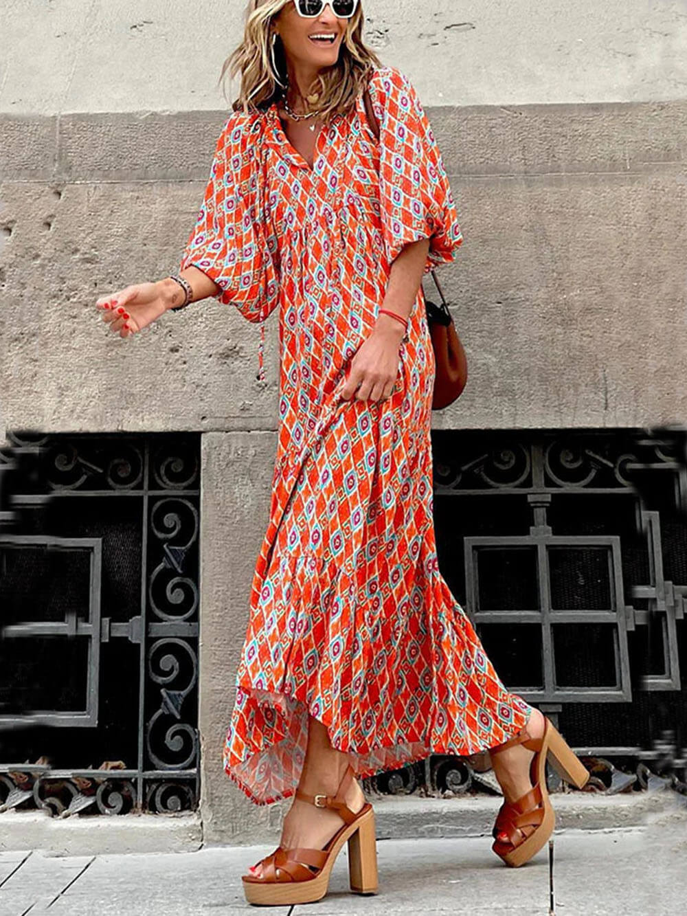 Ingrid Loose Puff Sleeve Maxi Dress
