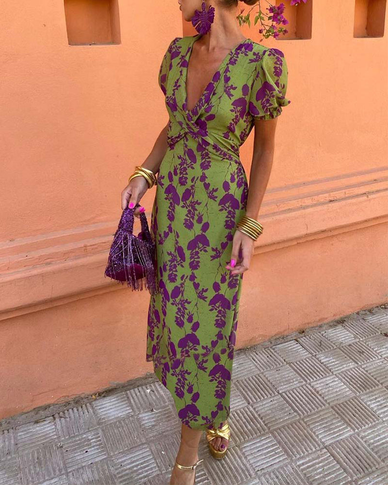 Angelina Stunning V Neck Midi Dress – Women’s fashion piece