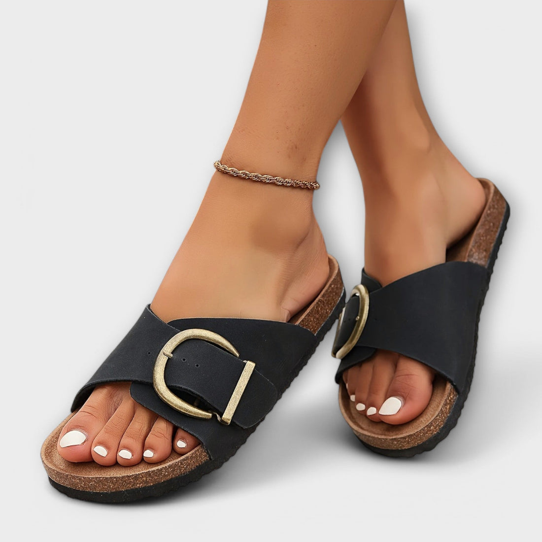 Margie | Women's Buckle Strap Cork Sandals – Women’s fashion piece