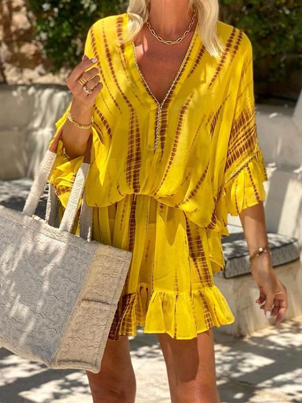 Lara Soft V Neck Casual Mini Dress – Women’s fashion piece