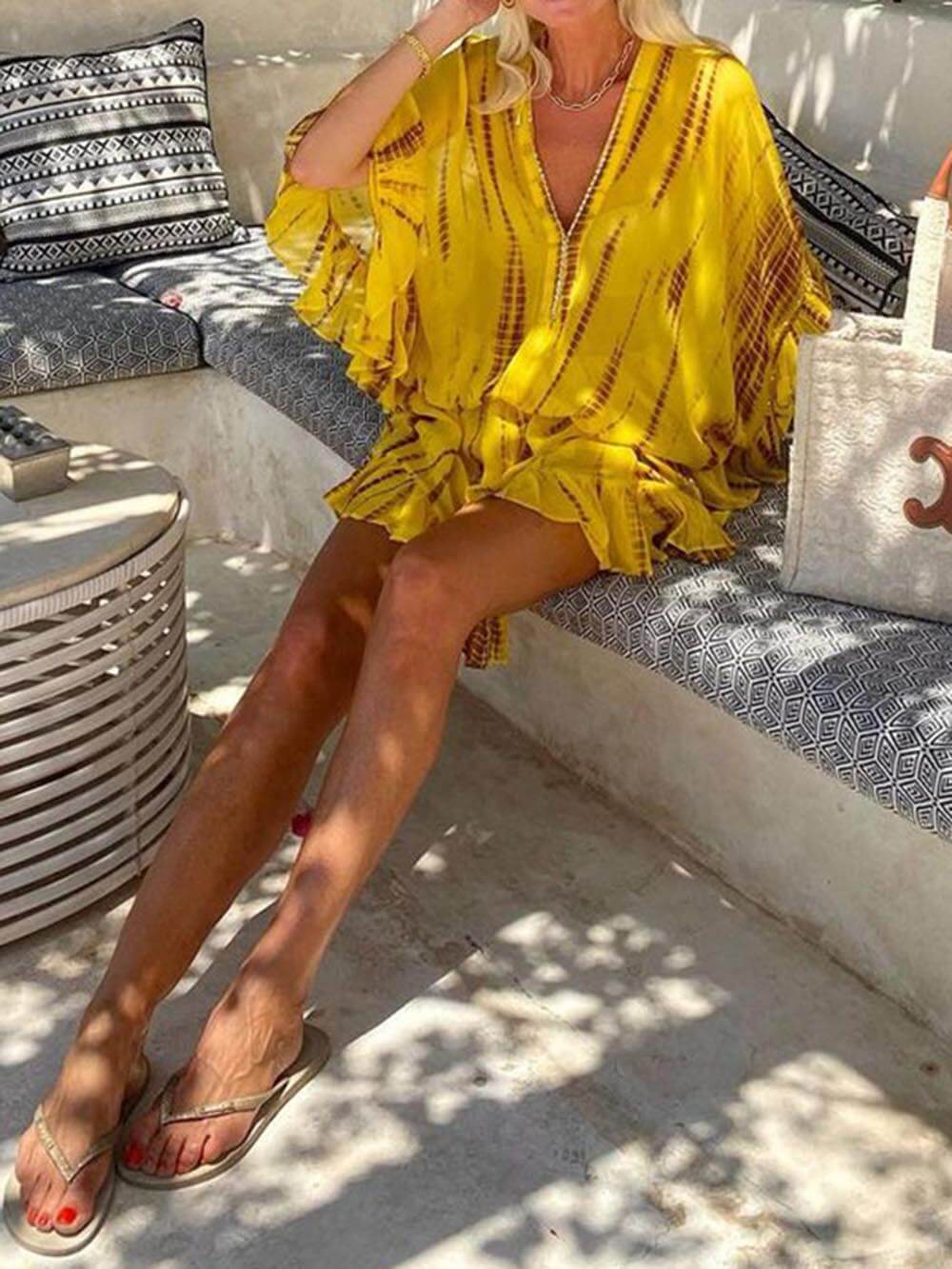 Lara Soft V Neck Casual Mini Dress – Women’s fashion piece
