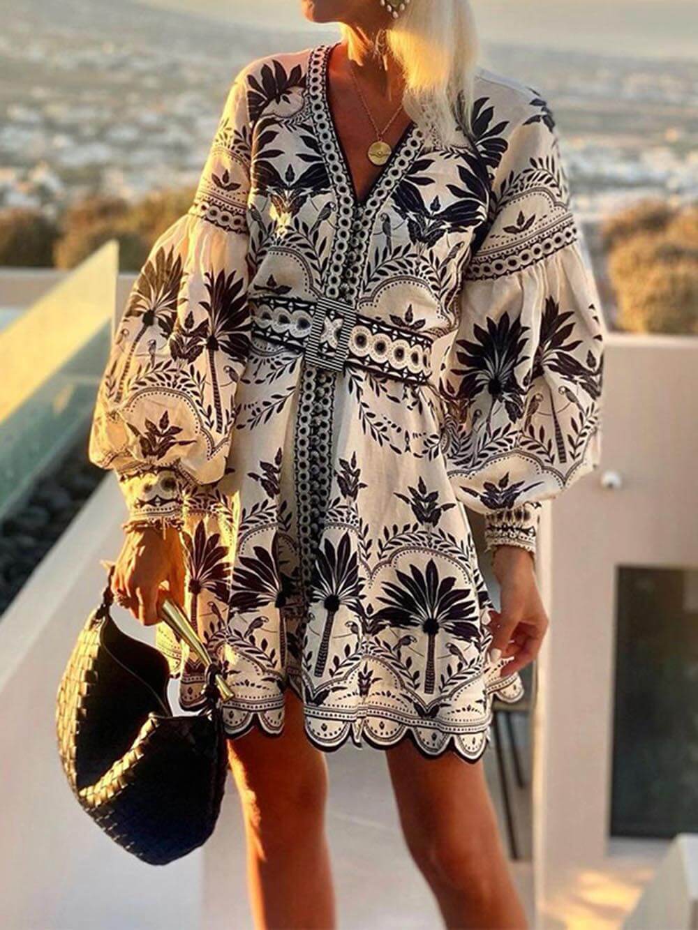 Fashion Printed Beach Loose Mini Dress – Women’s fashion piece