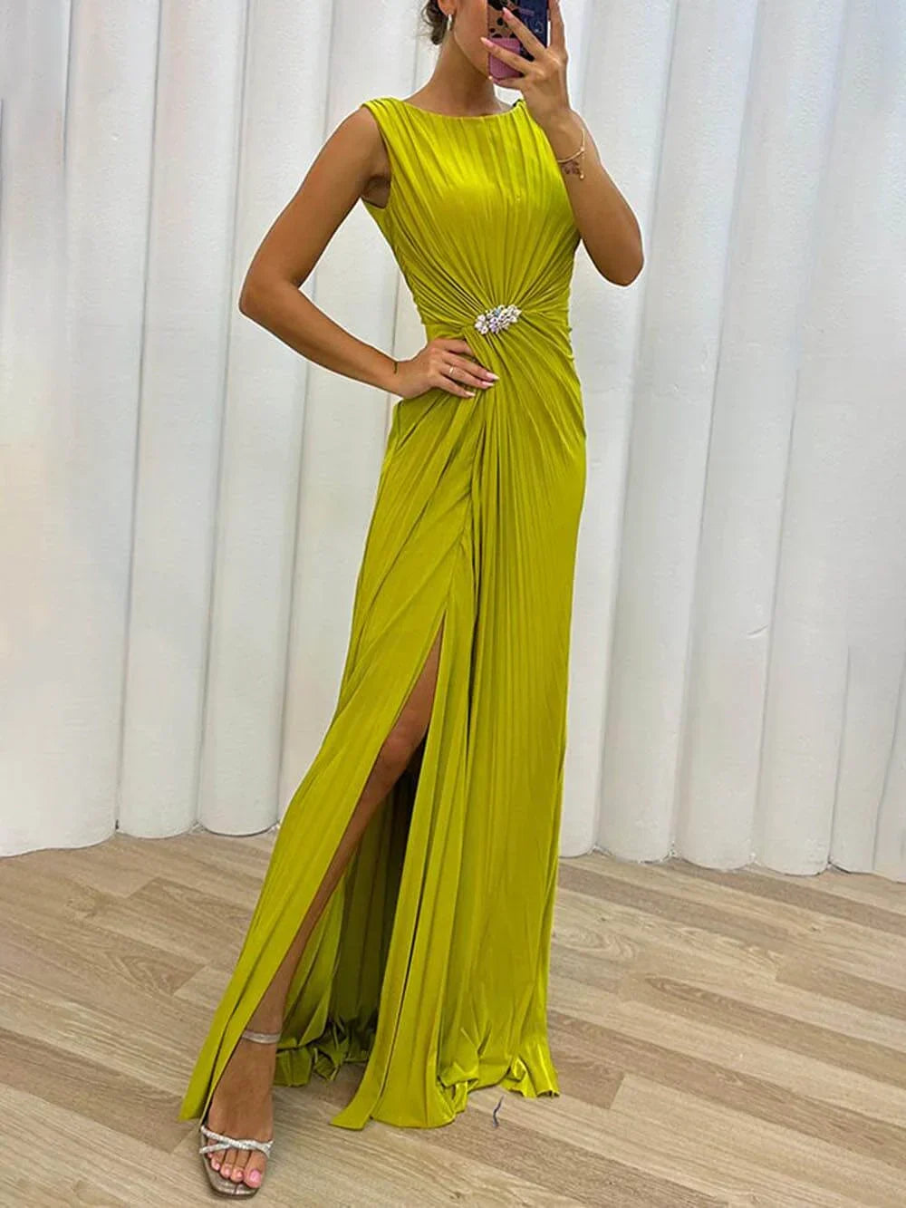Davine Pleated Maxi Evening Dress – Women’s fashion piece