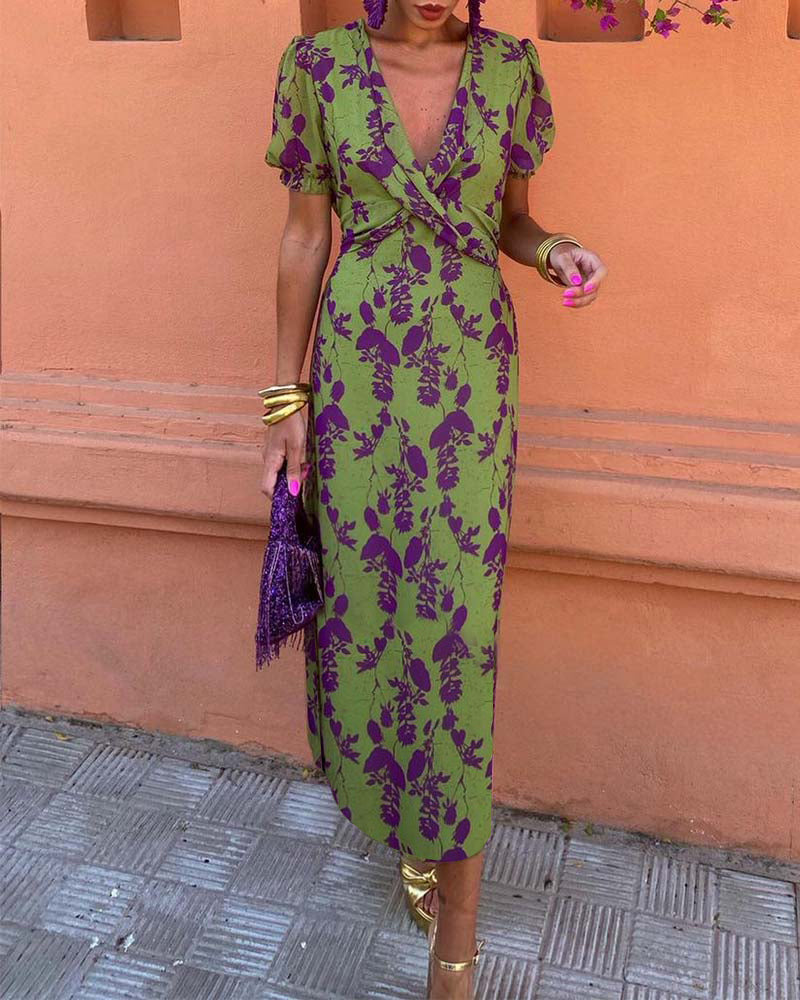 Angelina Stunning V Neck Midi Dress – Women’s fashion piece