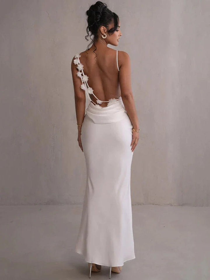 Nina™ Luxurious Silk Party Dress With Ruffles