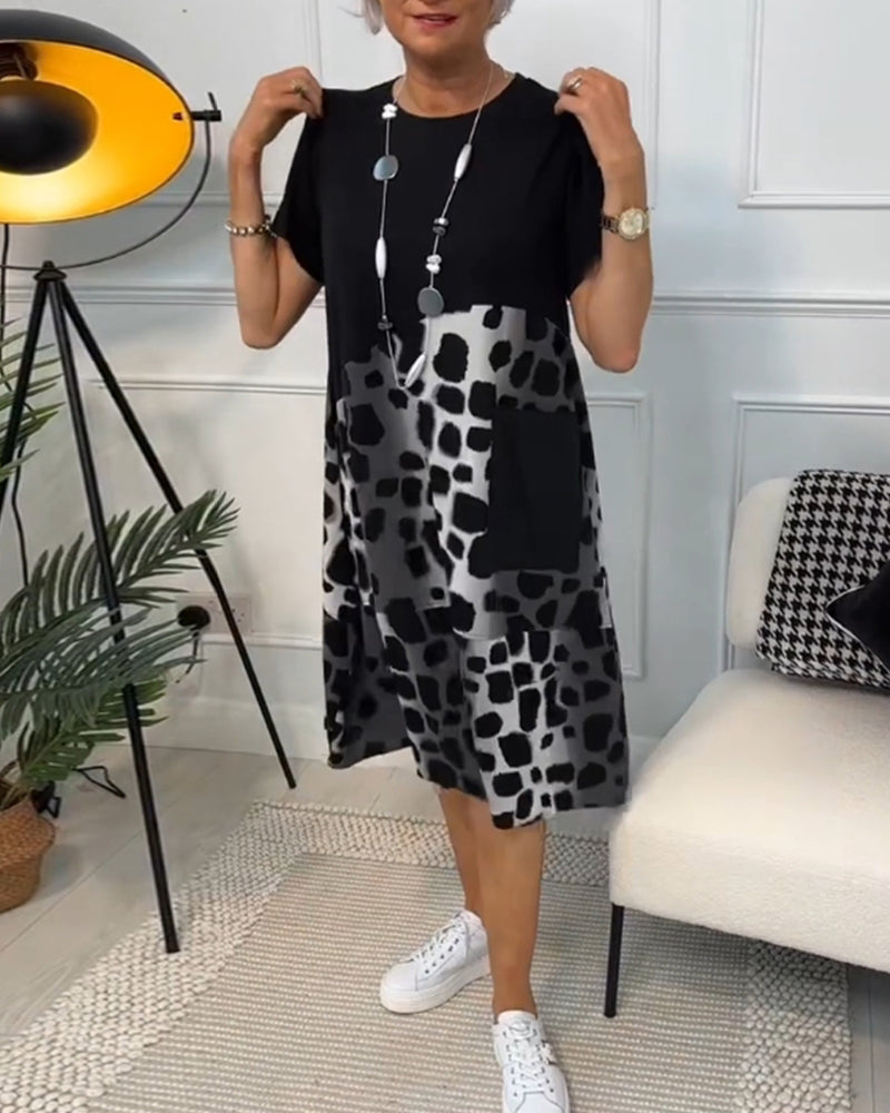Allison Stylish Short Sleeve Leopard Print Midi Dress – Women’s fashion piece
