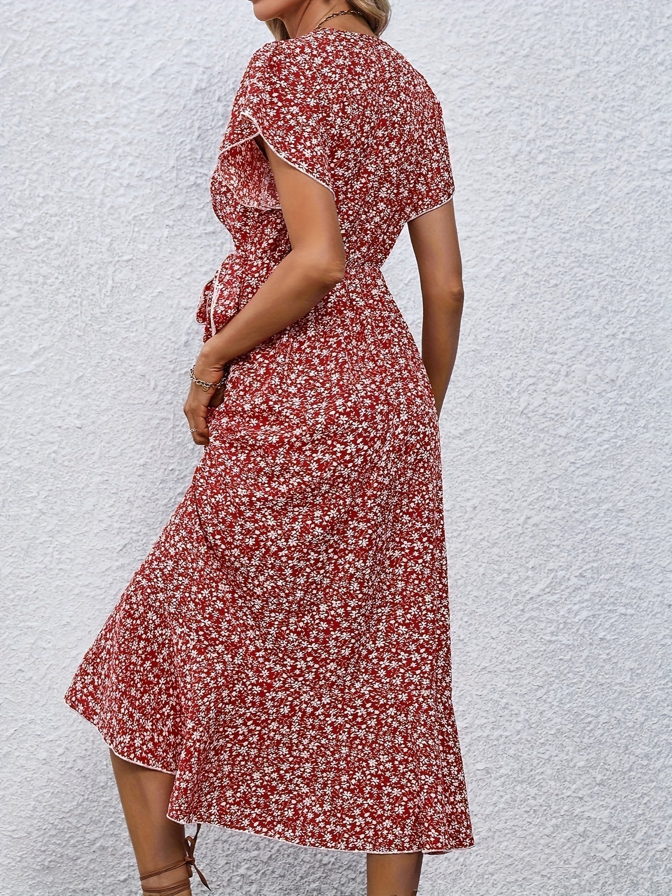 Indie Small Floral Lace Up Dress