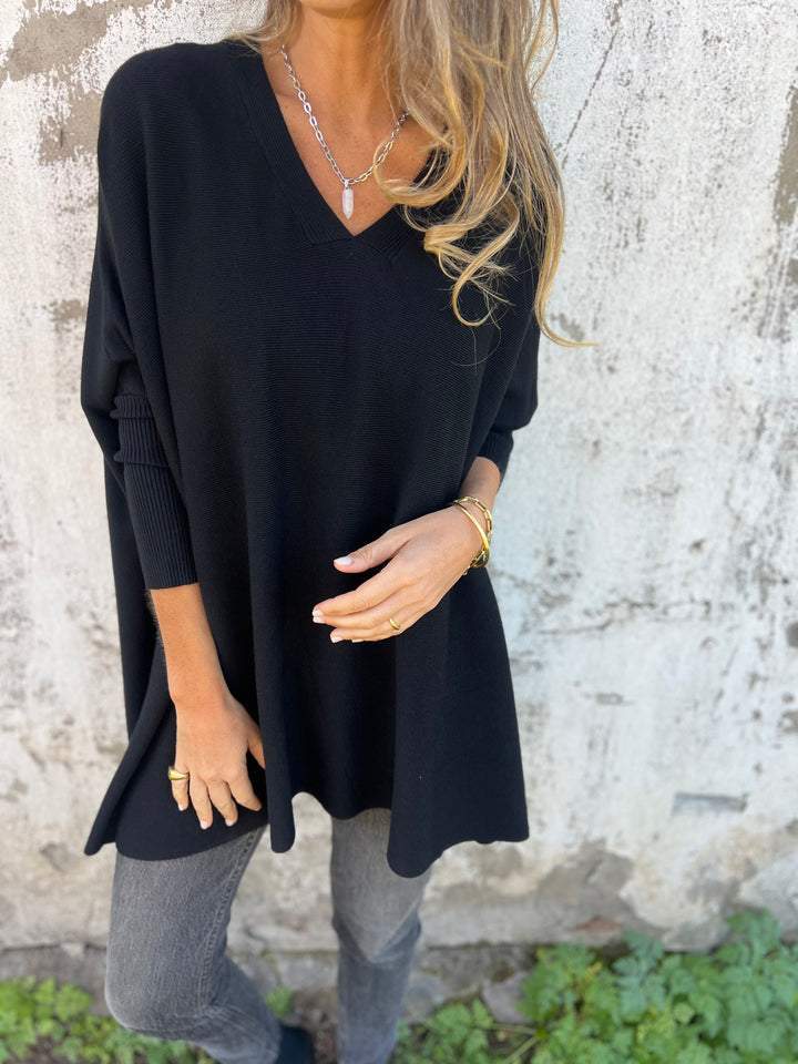 Cherry Oversized V Neck Knit Pullover – Women’s fashion piece