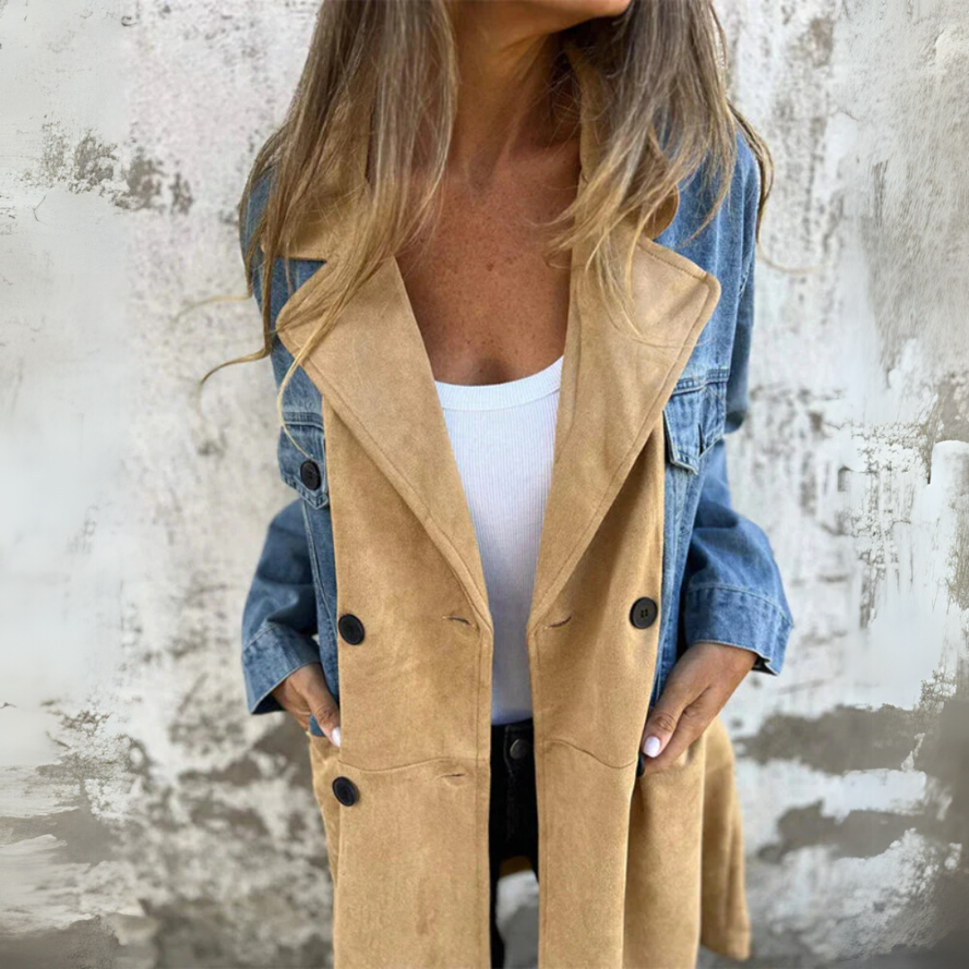 Camden Two Tone Trench – Denim & Suede Blend – Women’s fashion piece