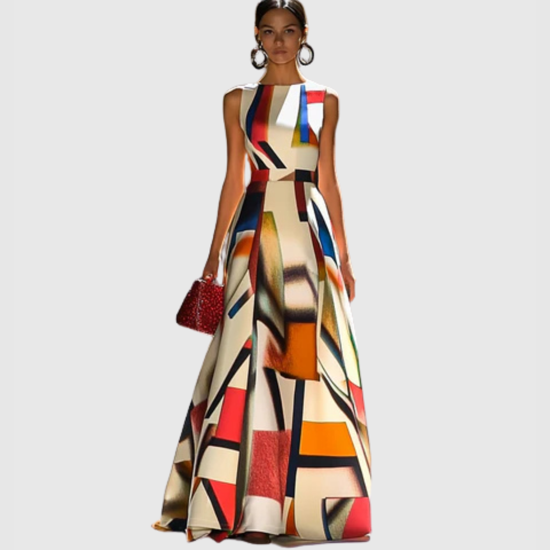 Ashlynn Chic O Neck Pleated Sleeveless Evening Dress