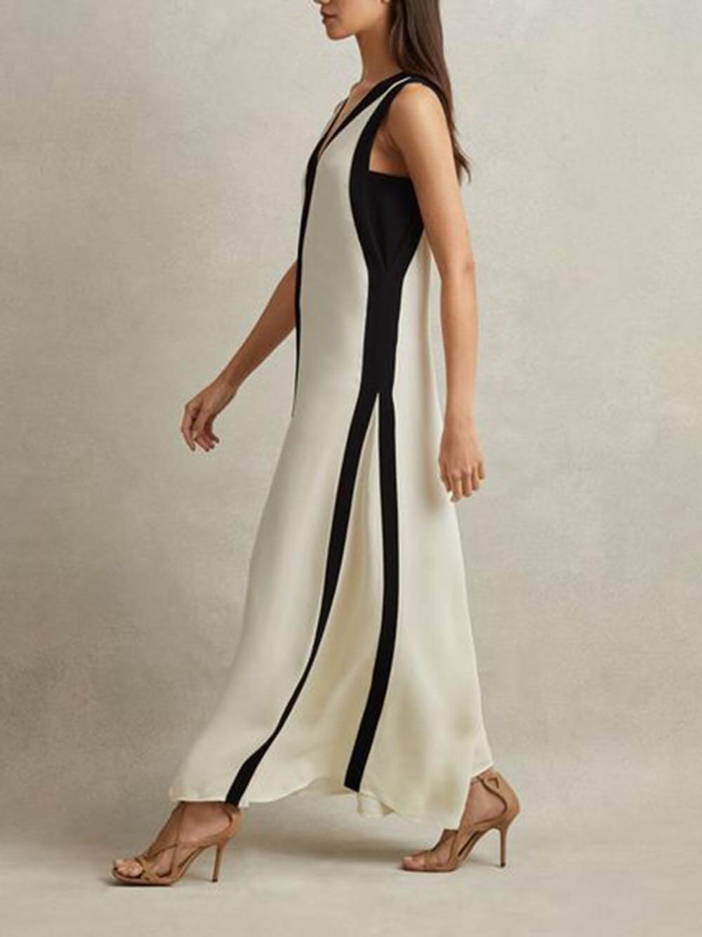 Colorblock Reversible Style A Line Maxi Dress