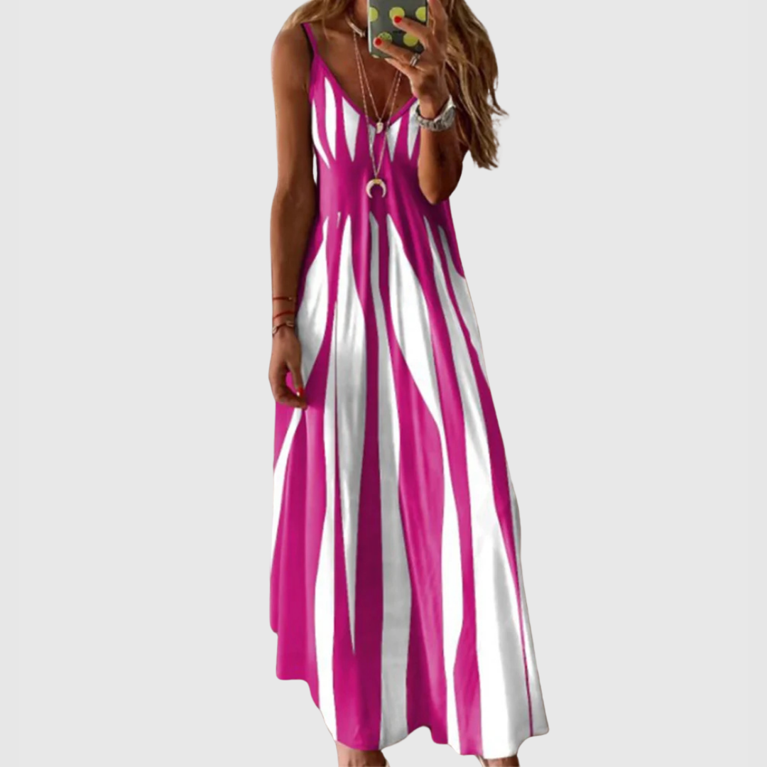 Ariella Chic Sleeveless Striped Maxi Dress – Women’s fashion piece
