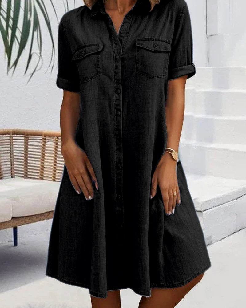 Tessa Relaxed Button Front Shirt Dress