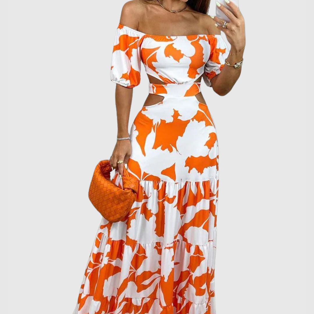 Arden Elegant Irregular Grain Cut Out Style Midi Dress – Women’s fashion piece