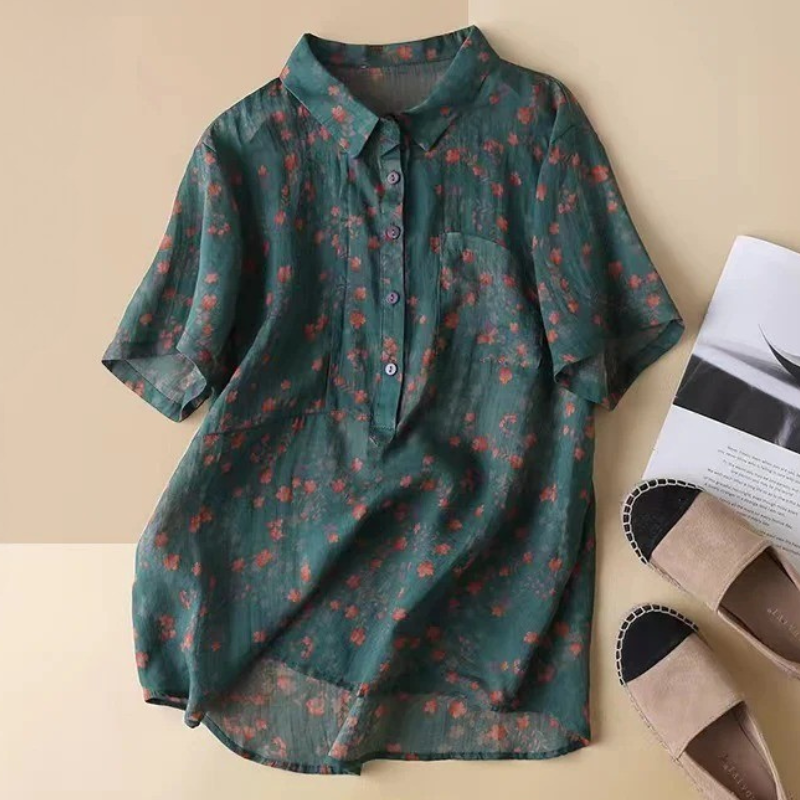 Maribel – Floral Half Placket Shirt – Women’s fashion piece