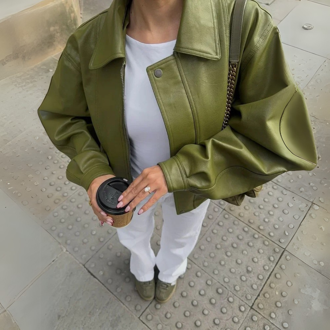 Ava – Faux Leather Oversized Jacket – Women’s fashion piece