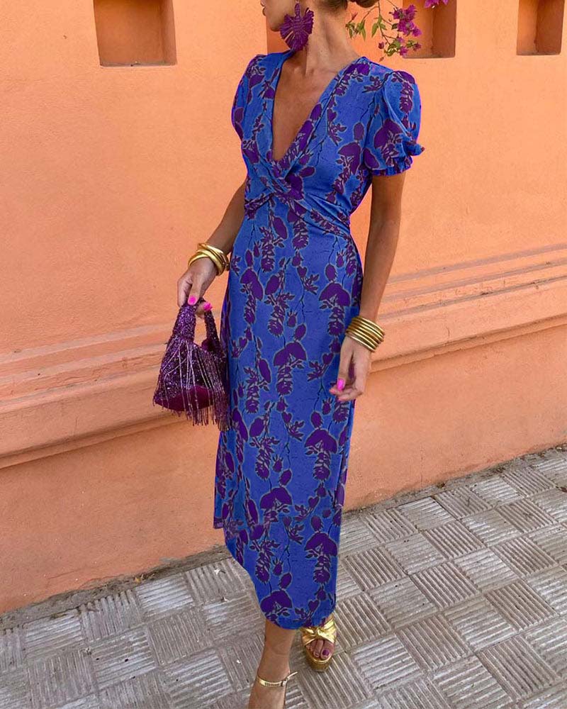 Angelina Stunning V Neck Midi Dress