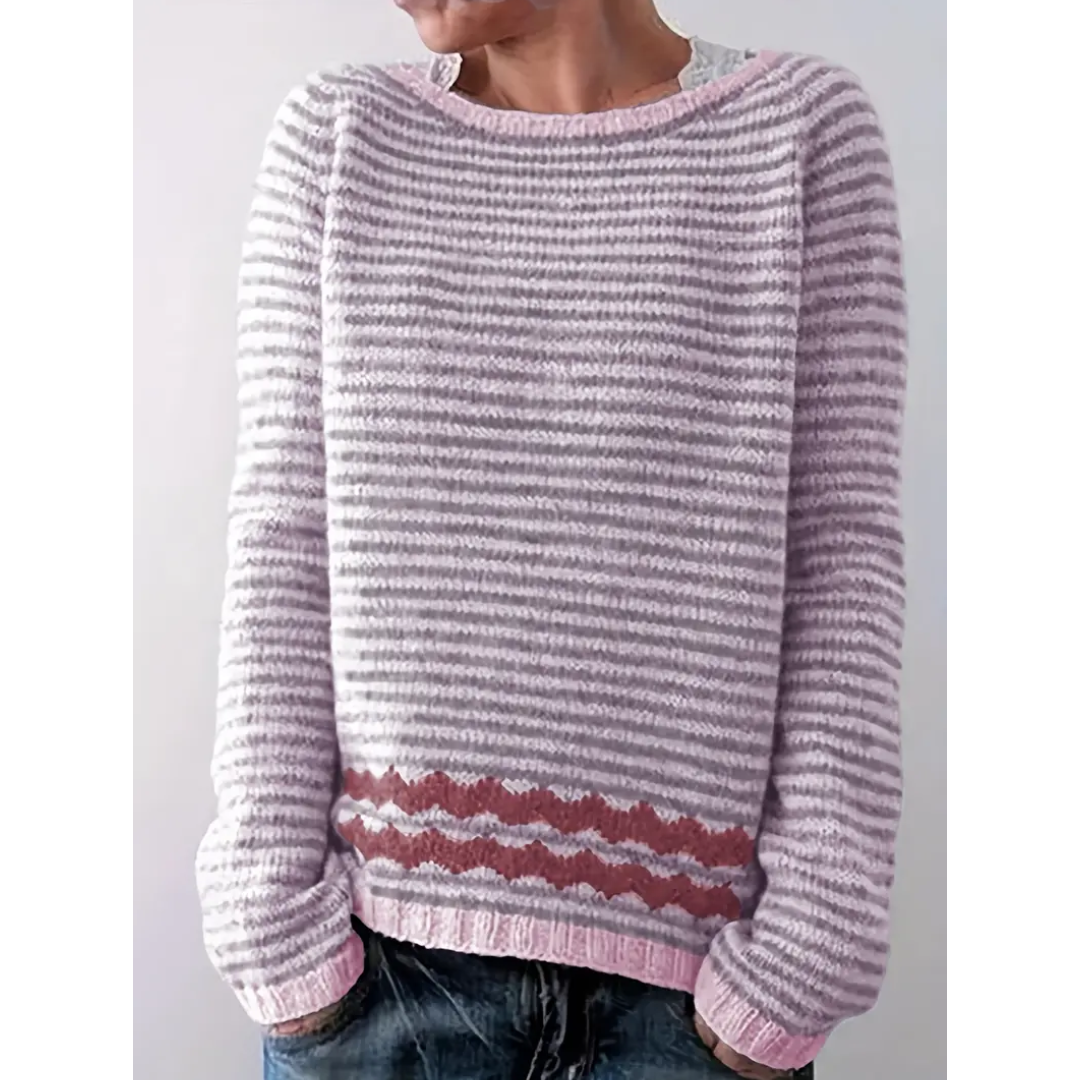 Femke | Long Sleeve Striped Women's Sweater – Women’s fashion piece
