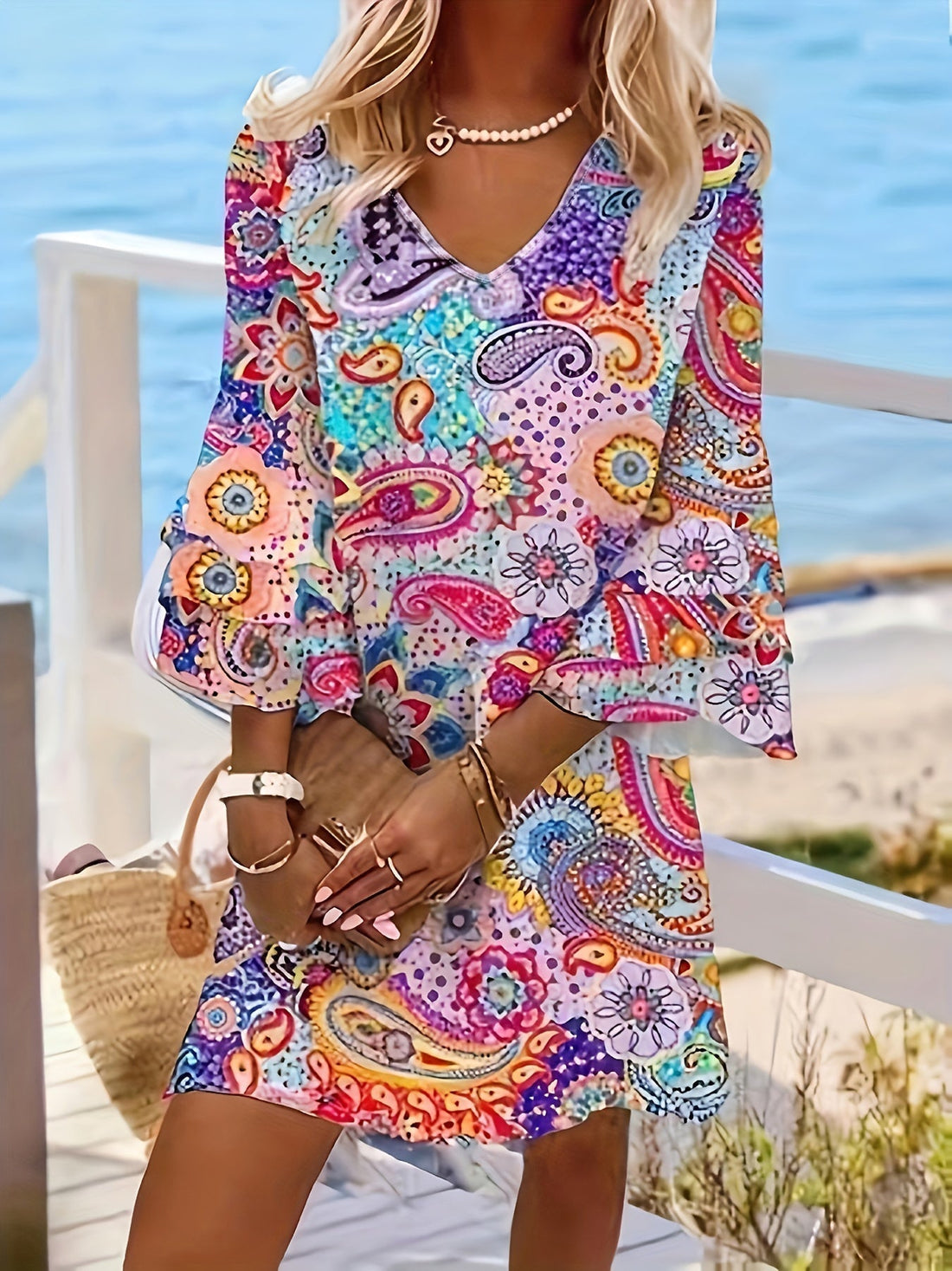 Aniya Floral V Neck Dress – Women’s fashion piece