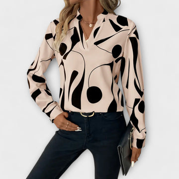 Sophie – Abstract Print V Neck Blouse – Women’s fashion piece