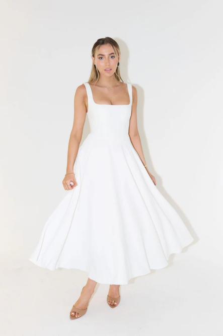 Whitney Midi Dress With Square Neckline – Women’s fashion piece