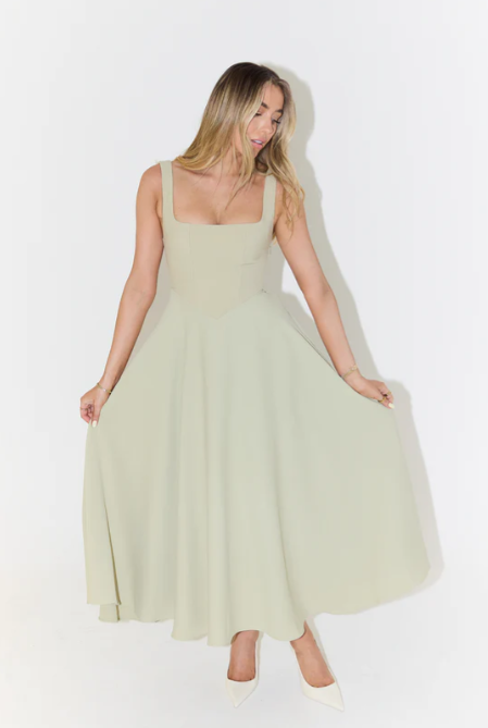 Whitney Midi Dress With Square Neckline