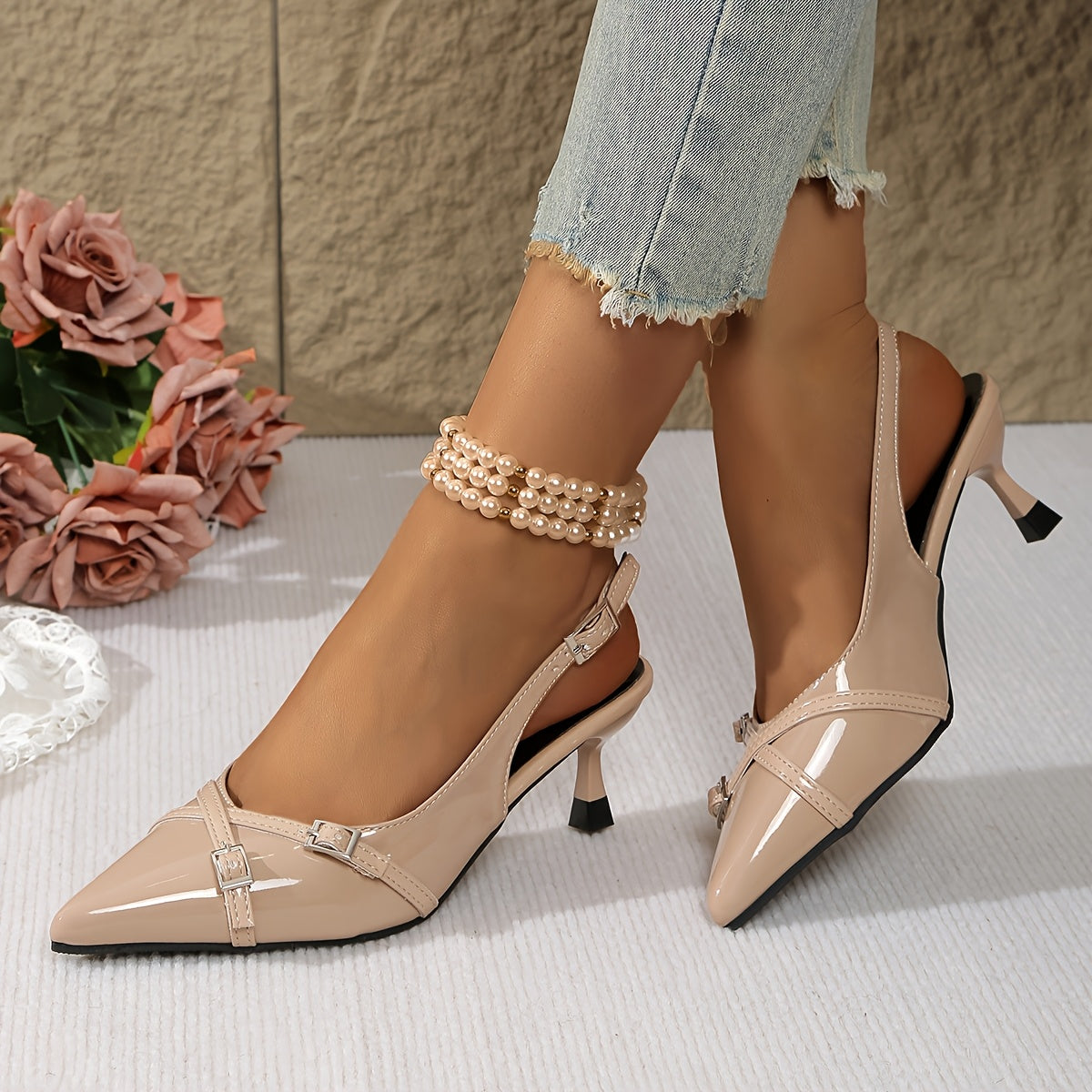 Vivienne – Patent Double Strap Kitten Heels – Women’s fashion piece