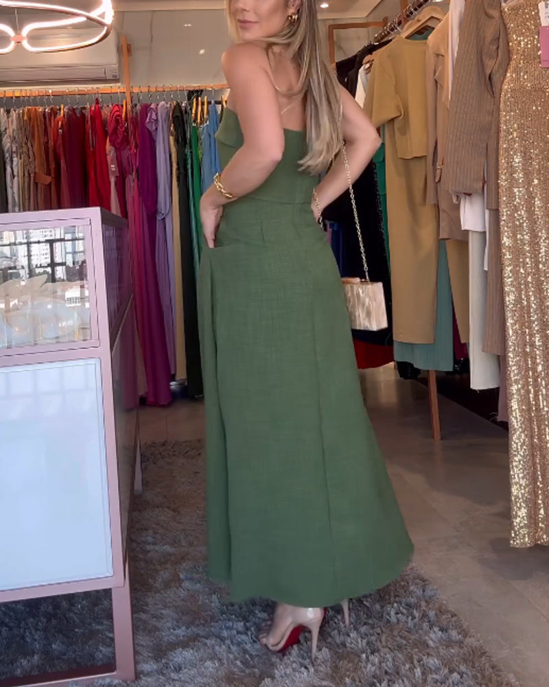 Annie Elegant Strapless Midi Dress