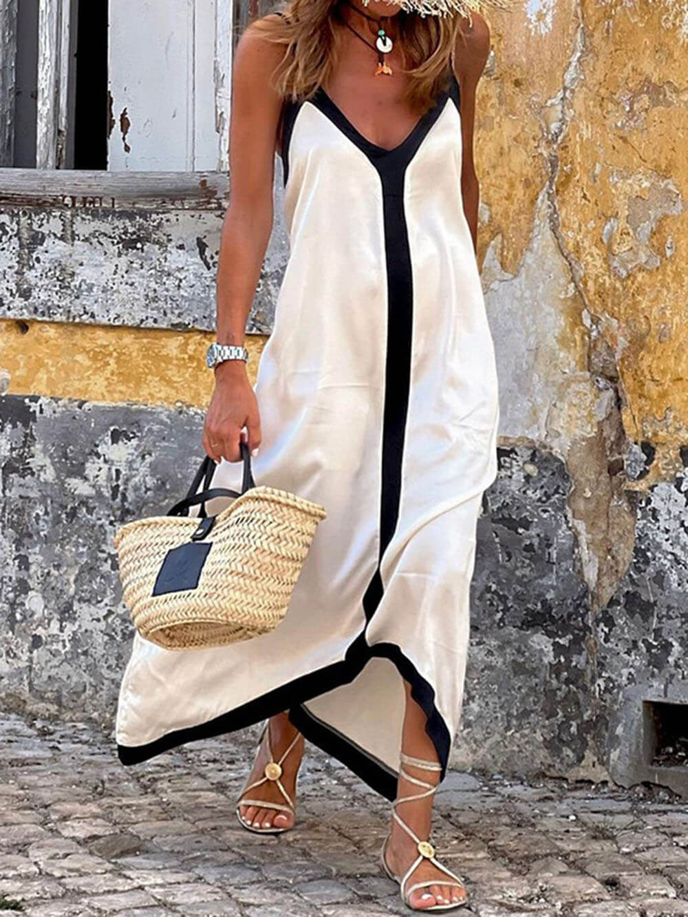 Suspender Colorblock Midi Dress – Women’s fashion piece