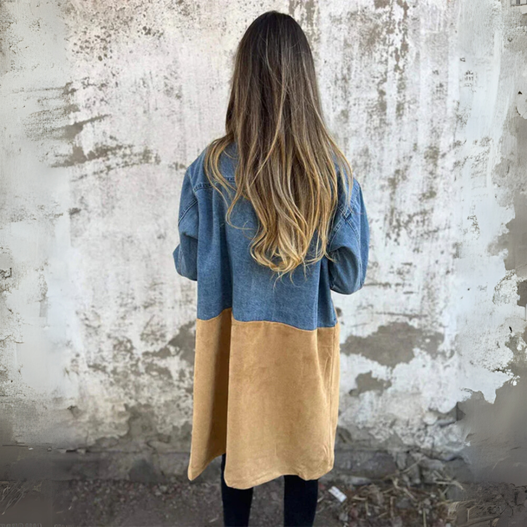 Camden Two Tone Trench – Denim & Suede Blend – Women’s fashion piece