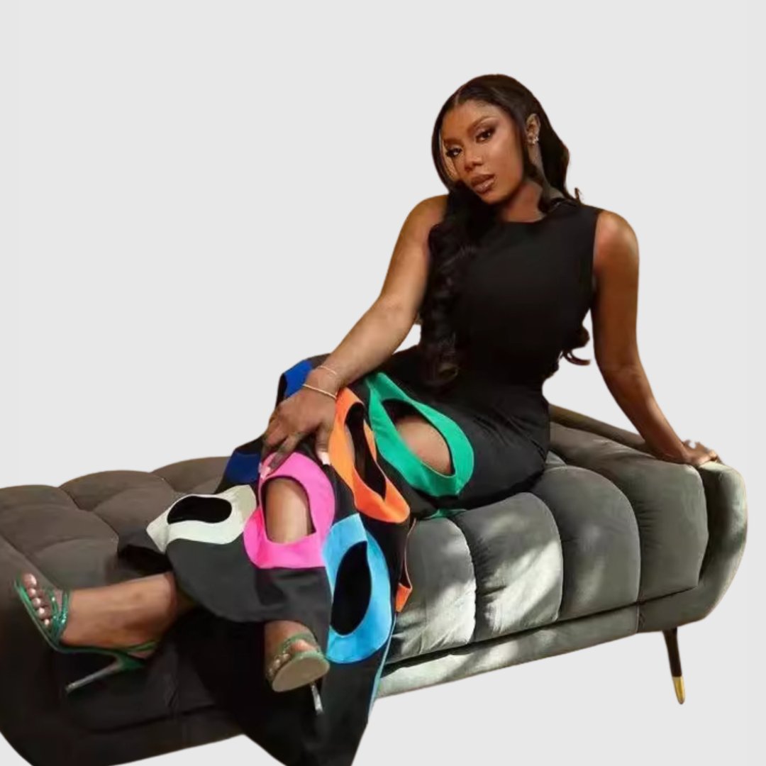 Anya Colorful Hollow Out Bodycon Maxi Dress – Women’s fashion piece
