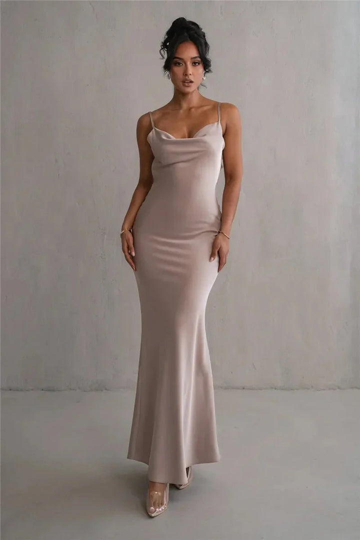 Nina™ Luxurious Silk Party Dress With Ruffles – Women’s fashion piece