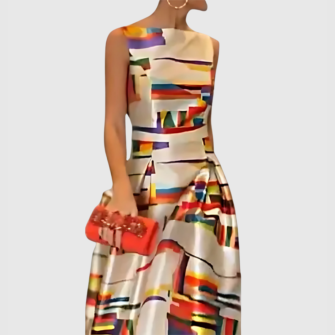 Ashlynn Chic O Neck Pleated Sleeveless Evening Dress – Women’s fashion piece