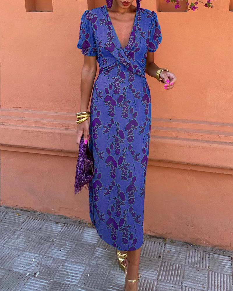Angelina Stunning V Neck Midi Dress