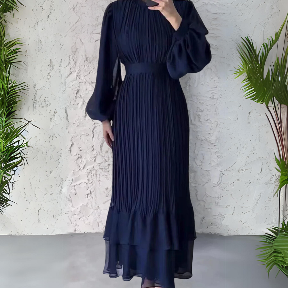Cami Chic French Fall Mesh Accented Evening Gown – Women’s fashion piece