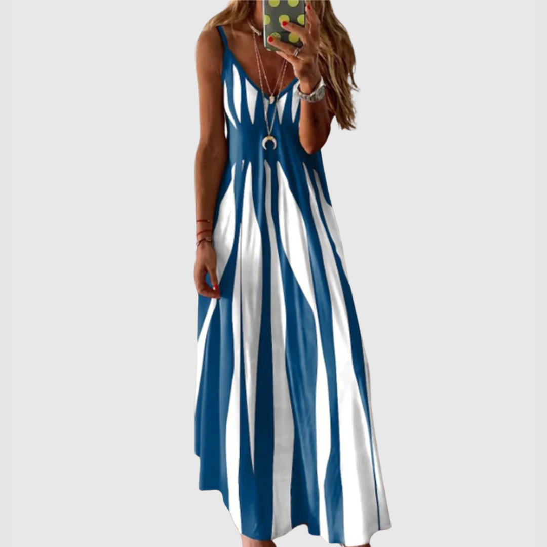 Ariella Chic Sleeveless Striped Maxi Dress – Women’s fashion piece