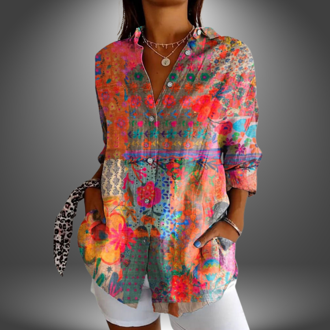 Freya Bloom Boho Button Up Blouse – Women’s fashion piece