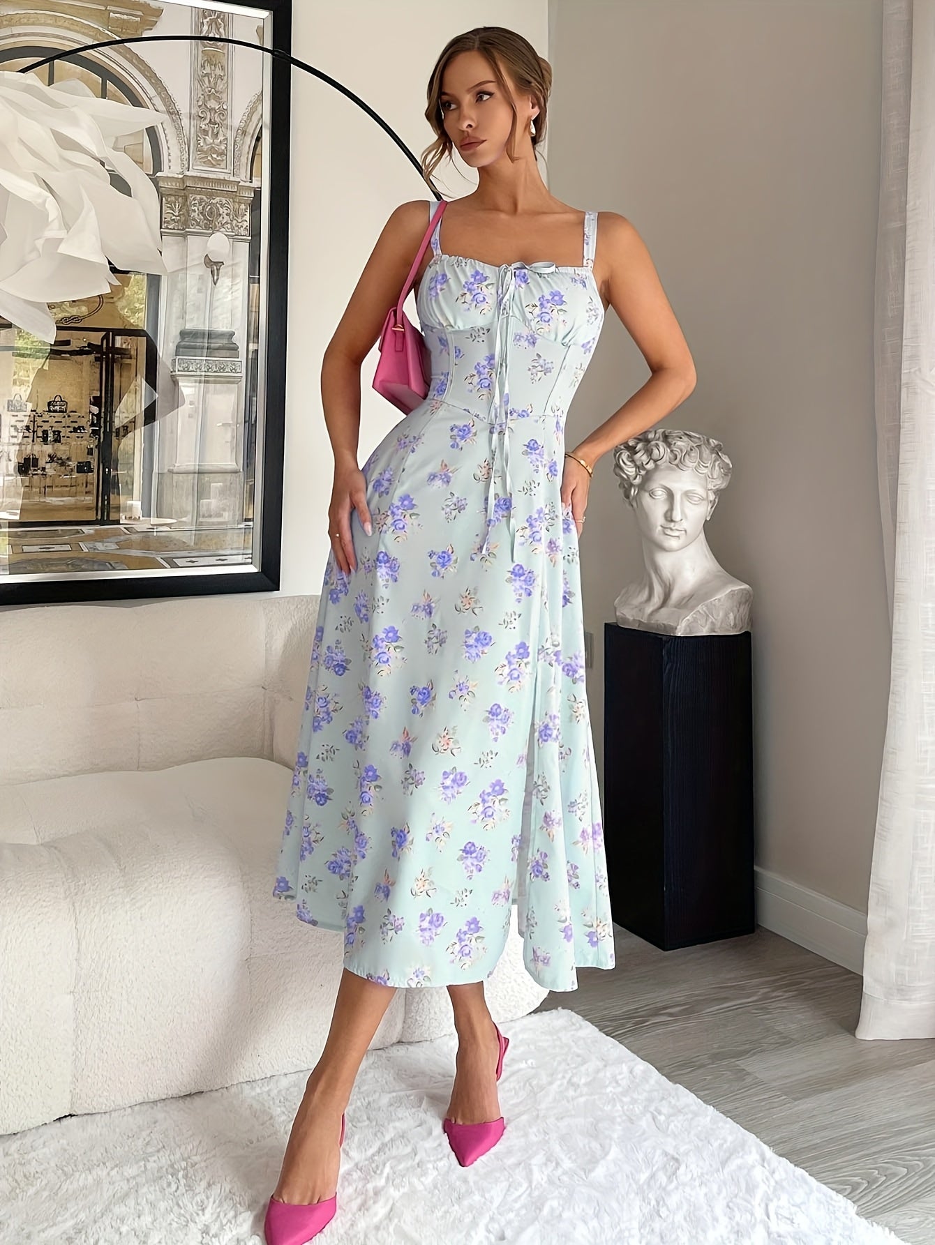 Luna Bloom Backless Midi Dress
