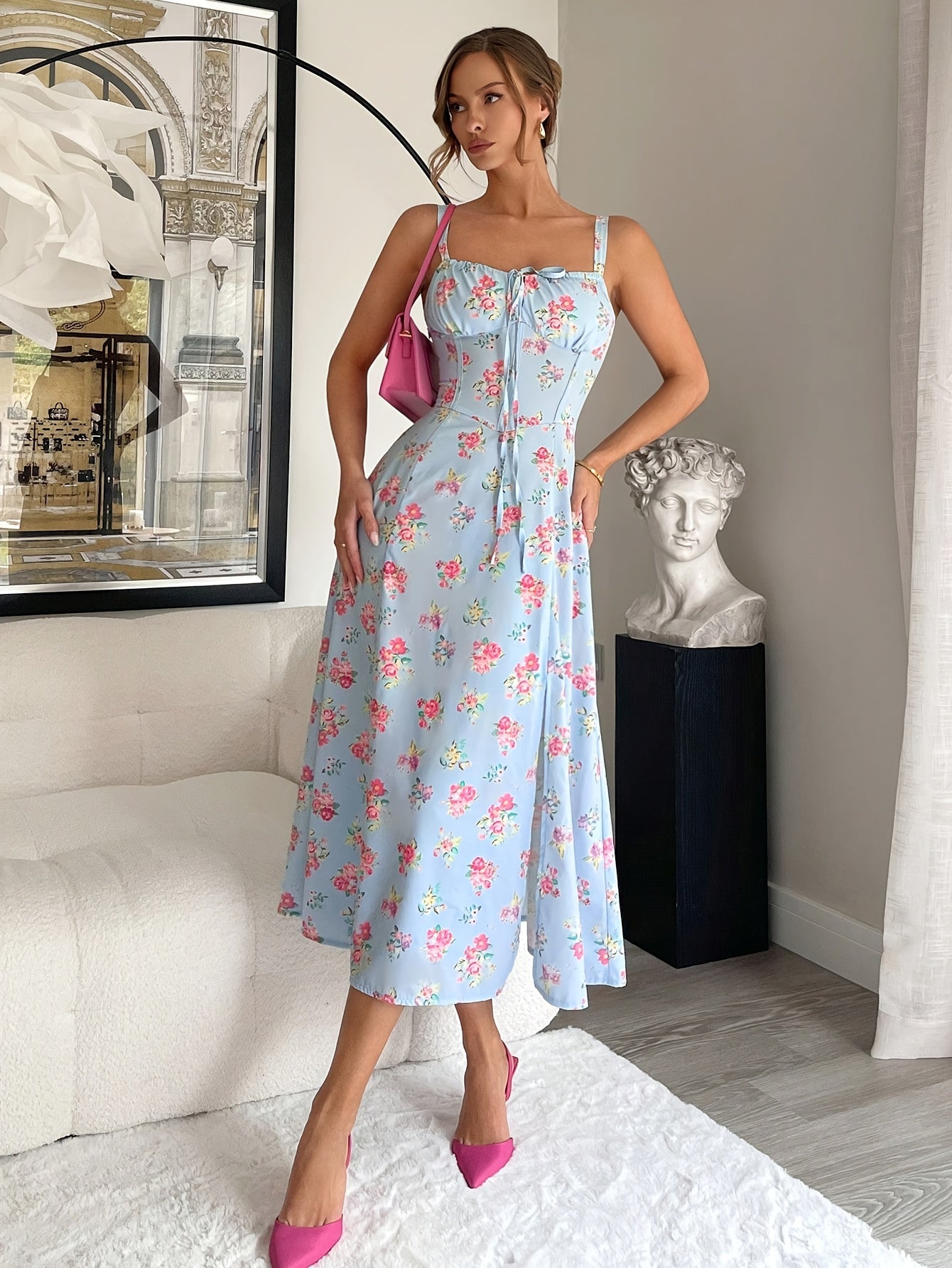 Luna Bloom Backless Midi Dress