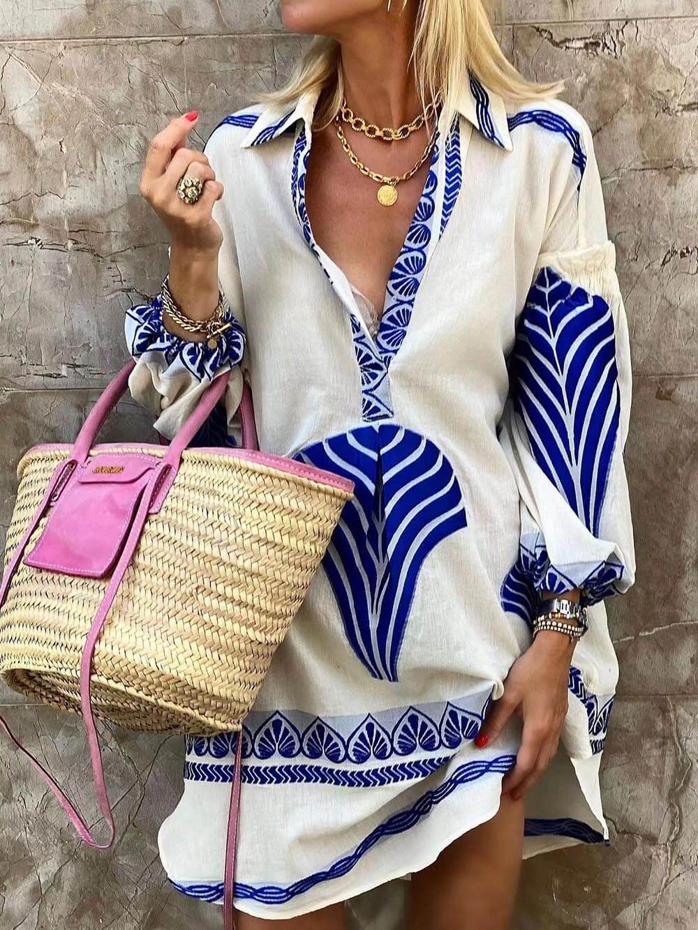 Amber Printed Long Sleeve Mini Dress – Women’s fashion piece