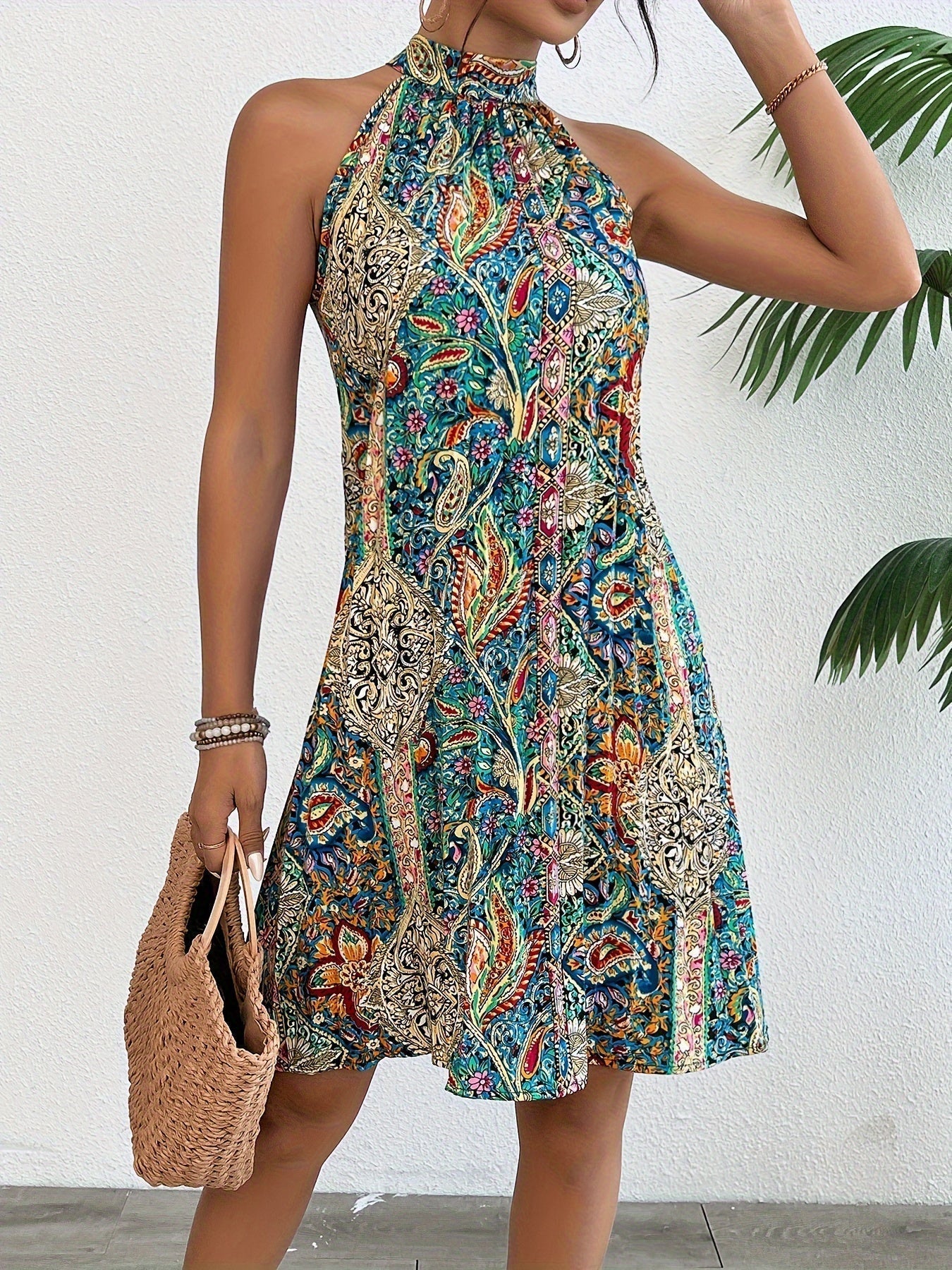 Blaire Pleated Halter Neck Dress