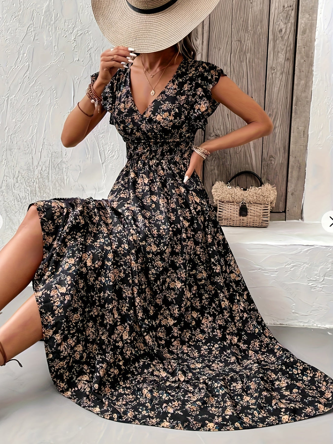 Jessa Floral Print Waist Dress – Women’s fashion piece